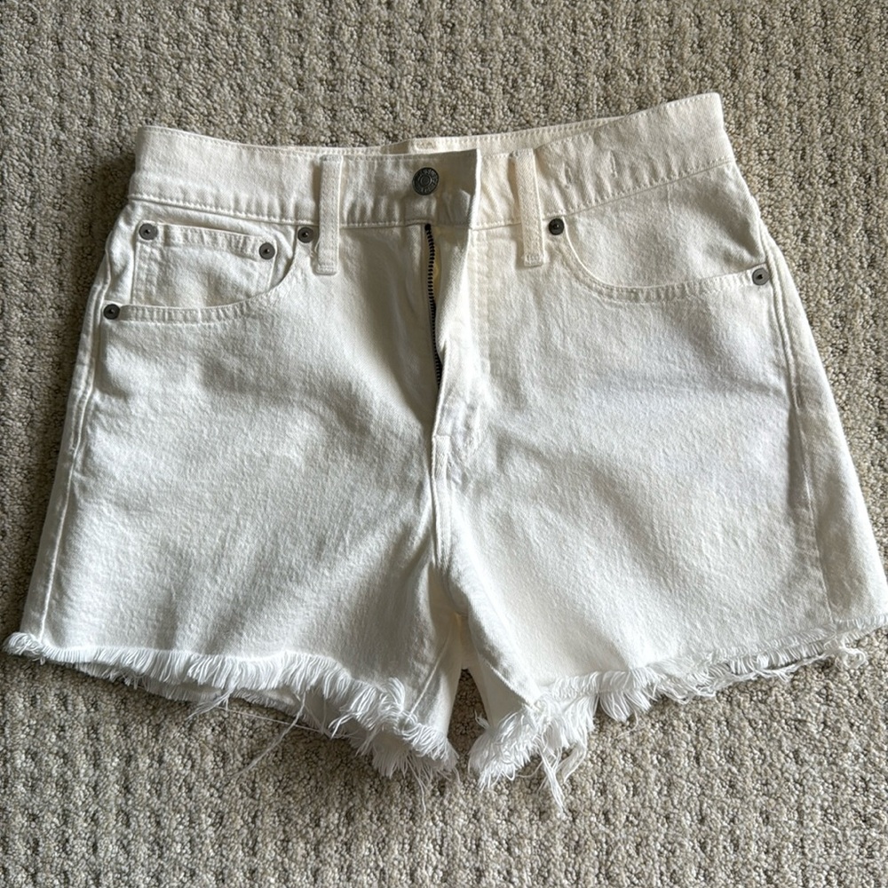 Madewell High Rise White Denim Shorts, Size 26